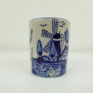 Delft Hand Painted Blue and White Shot Glass Windmill Holland